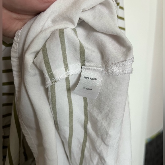 J.Jill Green & White Striped Button Down Blouse - Picture 2 of 3